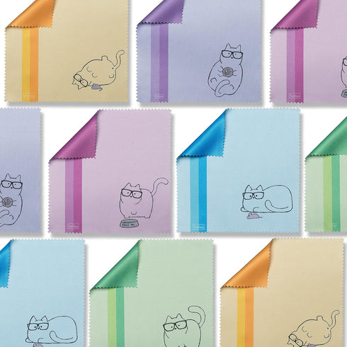 10 Pack Cute Kitty Cat Design Multicolor Microfiber Cleaning Cloths for Cleaning Eyeglasses Lenses Sunglasses and Cell Phone Beautifully Designer ...