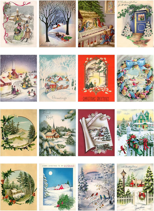 Decoupage Paper Pack (35 Sheets 6"x8") Christmas Scenery FLONZ Vintage Styled Christmas Pictures Cards for Decoupage, Craft and Scrapbooking...