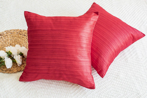 The White Petals Christmas Red Euro Pillow Covers (Faux Silk, 26x26 inch, Pack of 2)...
