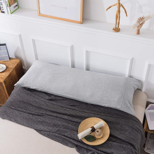 Jersey Knit Pillowcase. All Season, Soft, Cozy Cases. T-Shirt Jersey Cotton of one Pillow Case Set. Heather Cotton Jersey Case (Light Gray, Body S...