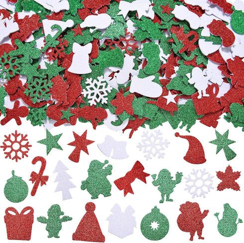 288 Pieces Glitter Christmas Foam Stickers Self Adhesive Xmas Theme Shapes Stickers Craft Sticker for Christmas Party Decoration DIY Crafts Suppli...