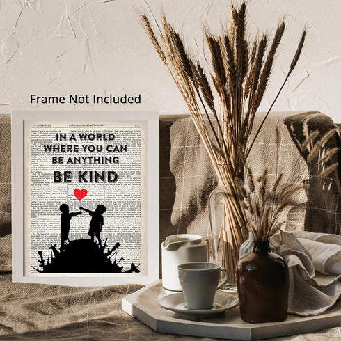 Posterizer 1 pcs-Be Kind-Graffiti Street Upcycled Dictionary Print-Urban Art-Motivational & Inspirational Art-Gift, Mural Fans-Decor for Home & Of...
