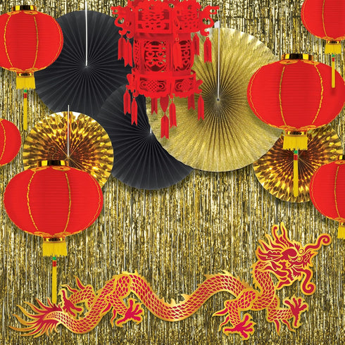 Beistle 10 Piece Black & Gold Paper and Metallic Foil Round Decorative Fans For New Year’s Eve Party Awards Night Decorations Birthday Party Suppl...