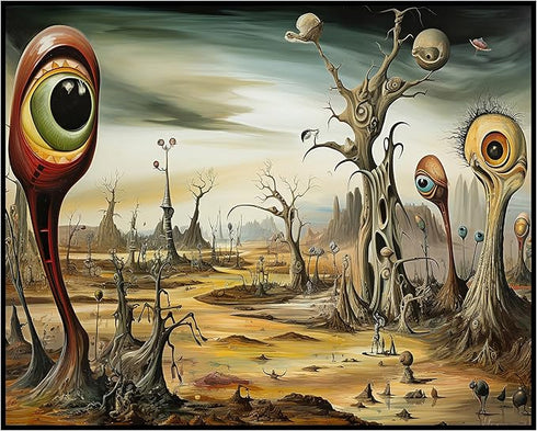 Posterizer 1 pcs-sci-fi alien world with big eyed creatures-Abstract & Modern Art-Fantasy & Fiction Art-Gift for Art Lovers-Decor for Home & Offic...