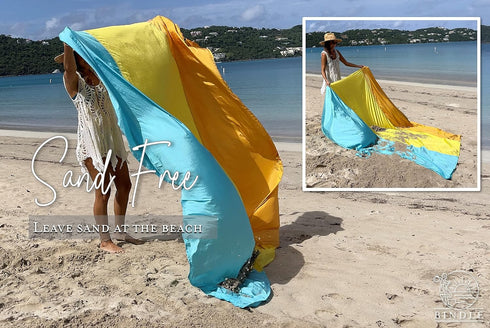 Eco-Beach Blanket 84"x80" Large, Recycled Lightweight Material, Sand Free Water Resistant Sandproof, Oversized Portable Picnic Mat for Outdoors Ca...