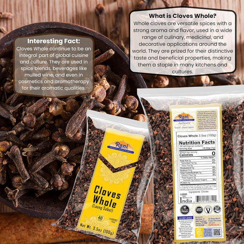 Rani Cloves Whole (Laung) 3.5oz (100g) Great for Food, Tea, Pomander Balls and Potpourri, Hand Selected, Spice ~ All Natural | NON-GMO | Kosher | ...