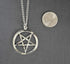 Inverted Pentacle Pentagram Satanic Polished Silver Finish Pendant Necklace...