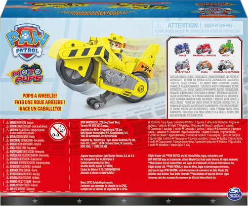 Paw Patrol, Moto Pups Rubble’s Deluxe Pull Back Motorcycle Vehicle with Wheelie Feature and Toy Figure...