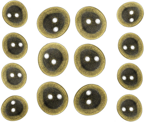 Bezelry Asymmetrical Oval Antique Brass Metal Blazer Button Set. 6 Pcs of 22mm, 8 Pcs of 17mm...