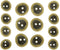 Bezelry Asymmetrical Oval Antique Brass Metal Blazer Button Set. 6 Pcs of 22mm, 8 Pcs of 17mm...