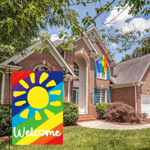 Pride Garden Flag Outdoor 12x18 Inch Vertical Double Sided, Welcome LGBTQ Progress Yard Rainbow Flag for Lesbian Gay Bisexual Transgender Pansexua...