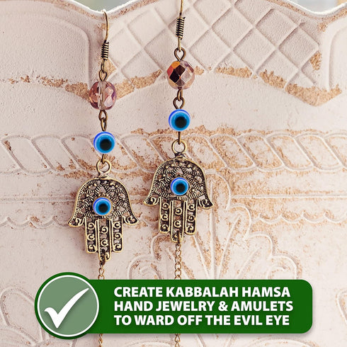 Mandala Crafts Turkish Brown Evil Eye Beads 8mm for Jewelry Making - 150 Round Hamsa Greek Eye Beads for Charms, Dreamcatchers, and DIY Crafts...