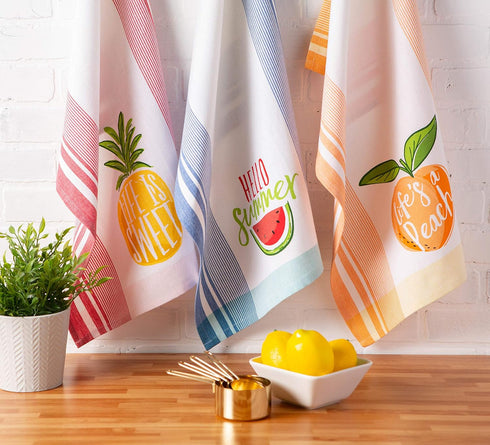 DII Watermelon Collection, Summer Fun, Dishtowel (Set of 3) Hello Summer...