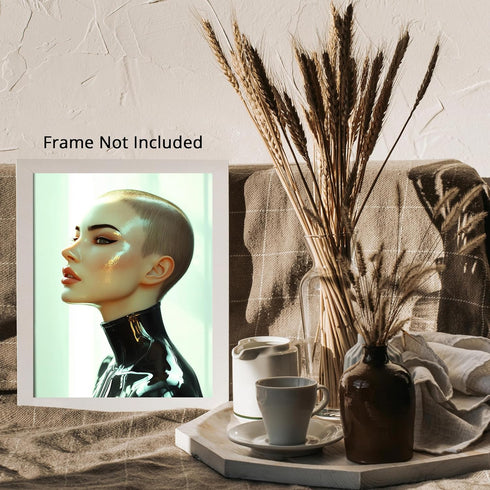 Posterizer 1 pcs-futuristic sleek woman in dark clothing 1-Abstract & Modern Art-Fantasy & Fiction Art-Gift for Women, Fashionistas, Designer Fash...