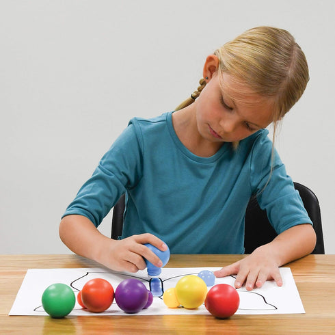 READY 2 LEARN Doodle Dabbers Dot Markers - Set of 6 Washable Colors - Non Toxic - Specially Designed Toddler Grip with Storage Tray Provided...
