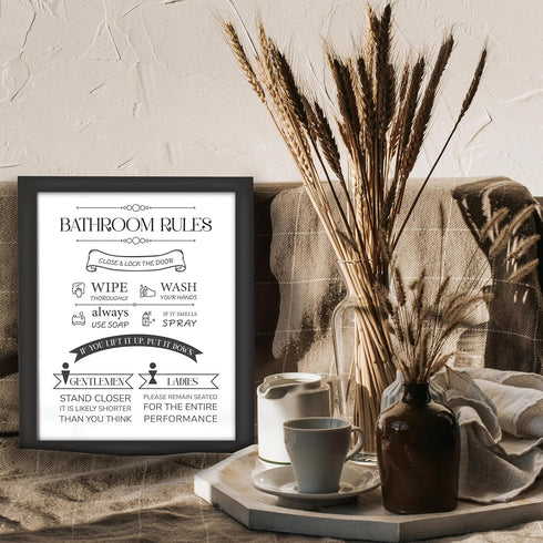 Posterizer 1 pcs-Bathroom rules-Funny minimalist design-Miscellaneous-Workplace & Office Art-Gift for Boss, Manager - Bathroom, restroom Decor- UN...