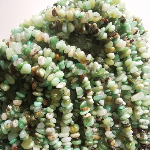 90 Inches Australia Green Jasper Irregular Shaped Crystal and Healing Tumbled Chip Stone Beads for Jewelry Making...