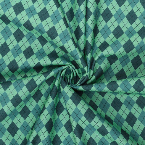 Mook Fabrics Cotton Golf Argyle Plaid, Emerald Cut by The yard...