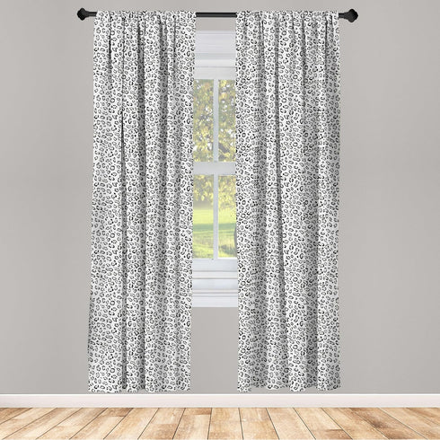 Lunarable Snow Leopard Curtains, Continuous Pattern of Greyscale Natural Camouflage Wild Cat Skin, Window Treatments 2 Panel Set for Living Room B...