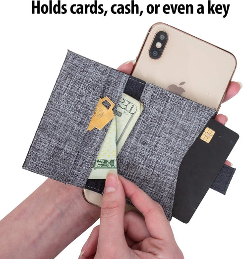 | Stick On Cell Phone Wallet and Card Holder for Phone Case | iPhone Compatible(Blue Grey)......