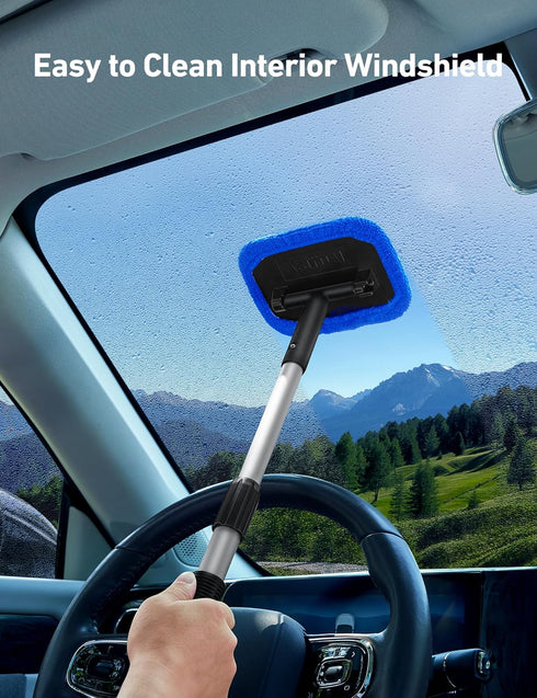 AstroAI Windshield Cleaner, Microfiber car Window Cleaner with 4 Reusable and Washable Microfiber Pads and Extendable Handle Auto Inside Glass Wip...