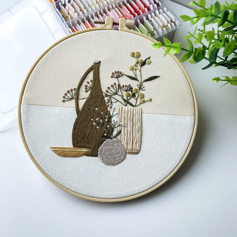 Silentsea 4 Embroidery kit Vase Pattern Stitching Embroidered Cloth Embroidery Starter kit...