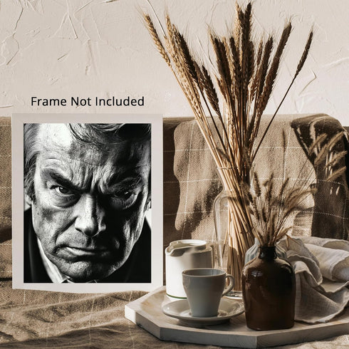 Posterizer 1 pcs-close up black and white photograph of a rugged man 3-Photography Art-Retro Art-Decorations for Bedroom, Office, Living Room - un...