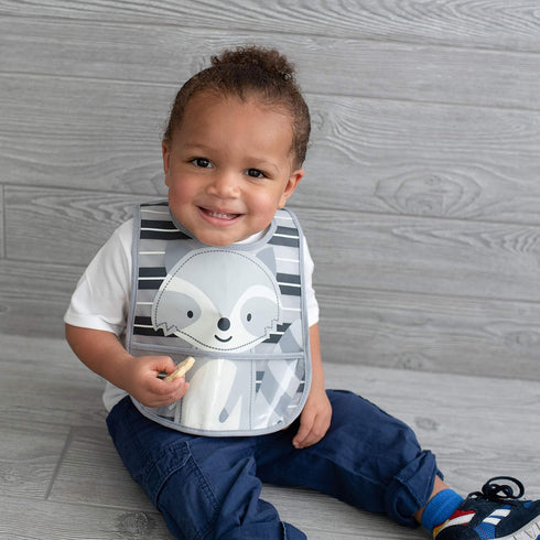 Neat Solutions 2 Pack Water Resistant Toddler Bib Set - Bear & Raccoon, Multi...