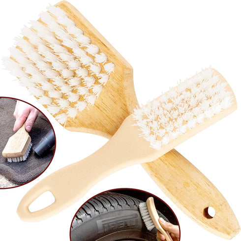 Ergonomic, Pro-Grade Tire Scrubbing Brushes 2 Pack. Easily Scrub Without Scratching Rims or Wheels, Even on Low Profile Sidewalls. Durable Bristle...