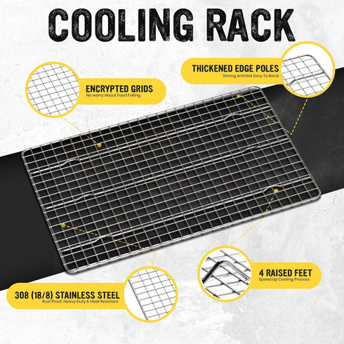 Utopia Kitchen Cooling Racks for Baking, Stainless Steel Wire Cookie Rack Fits Jelly Roll Sheet Pan, Oven Safe for Cooking, Roasting, Grilling - 1...