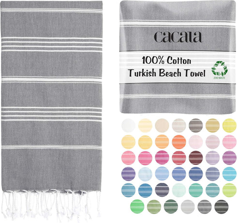 Cacala Lightweight and Thin Turkish Beach Towel 100% Cotton Sand-Free and Quick-Drying Goodness Perfect as an Extra Large Travel Towel, Beach Acce...