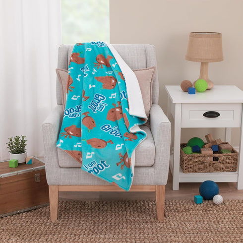 Marvel I Am Groot Blue and Brown Super Soft Sherpa Baby Blanket...