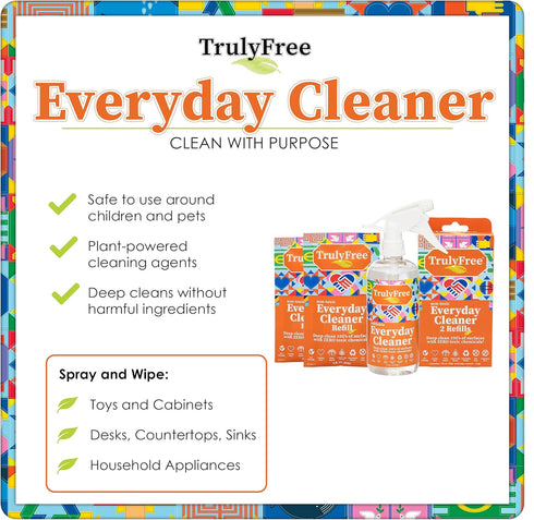 Everyday Cleaner - All Purpose Natural Cleaner Spray, Household Cleaning Supplies - 16oz Empty Spray Bottle, 2 Refills (3 oz each)...