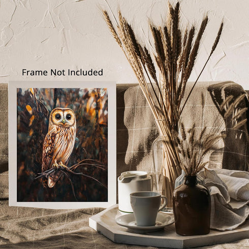 Posterizer 1 pcs-painting style-cute solitary owl on a branch-Art for Animal Lovers-Landscape & Nature Art-Living Room Bedroom Decor- unframed wal...