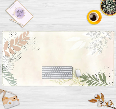 Boho Mouse Pad Pastel Abstract Desk Mat Matcha Green Plant Laptop Mat Aesthetic Office Desk Decor for Women 31.5x15.75 in Keyboard Mat Desk Pad Mo...