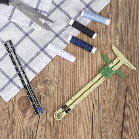 2 Pieces Sliding Gauge Measuring Sewing Tool, 5-in-1 Sliding Gauge Measuring Sewing Ruler Tool Fabric Quilting Ruler for Sewing Knitting Quilting ...