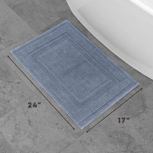 Jean Pierre - Stonewash Racetrack Bath Rug, Cotton, Premium Bathroom Decor, Machine Washable, Highly Absorbent, Measures 17" x 24", Washed Blue...