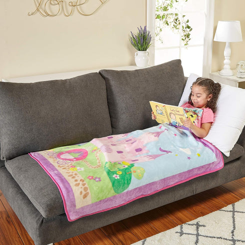 EVERYDAY KIDS Toddler Throw Blanket - 30" by 40" - Princess Storyland - Super Soft, Plush, Warm and Comfortable...