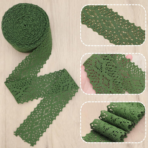 Lace Trim Cotton Lace Ribbon Eyelet Lace Ribbon Crochet Sewing Lace for junk journal supplies Crafts Supply(Green)...