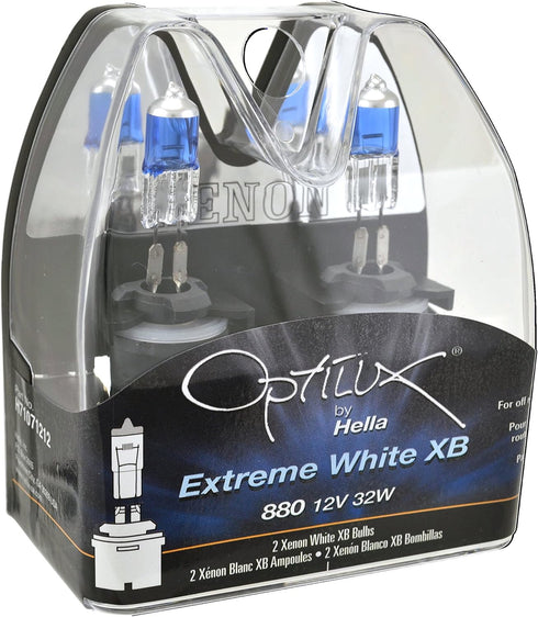 HELLA H71071212 Optilux XB Series 880 Xenon White Halogen Bulbs, 12V, 32W, 2 Pack...