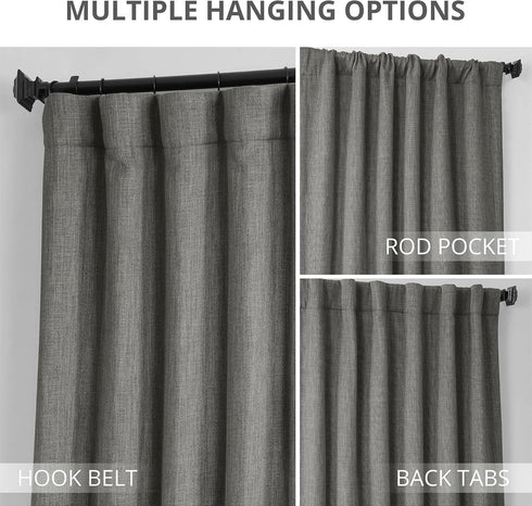 HPD Half Price Drapes - Faux Linen Curtains for Living Room (1 Panel) - 50W X 84L - Textured Room Darkening Curtains for Bedroom 84 Inches Long - ...