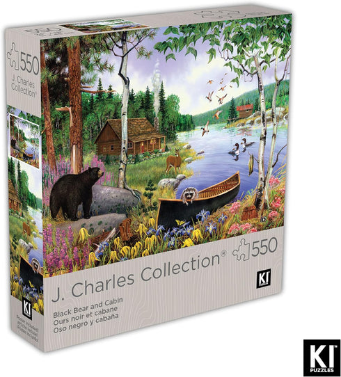 550 Piece Puzzle for Adults Black Bear and Cabin by J. Charles 24X18 Country Life Jigsaw from KI Puzzles (02632-SB)...