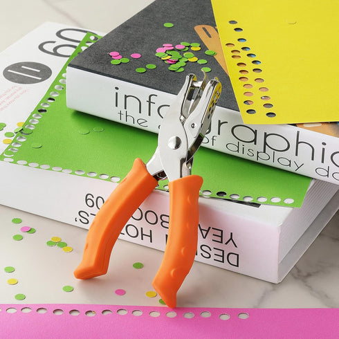 Single Hole Punch, HIA 1/4”Hole Puncher, Metal One Hole Puncher for Crafts with Ergonomic Silicone Handle, Paper Punch for Kids and Adults (Stylis...