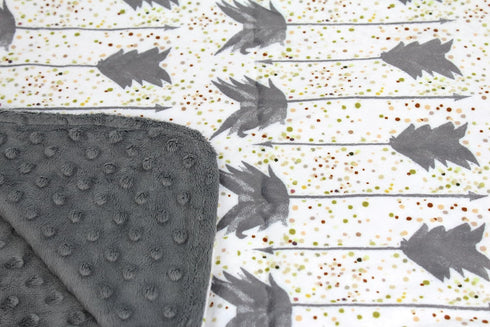 Dear Baby Gear Deluxe Baby Blankets, Custom Minky Print, Grey Arrows on Confetti, Grey Minky Dot...