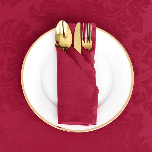 maxmill Jacquard Cloth Napkin 20 x 20 Inch Damask Pattern Solid Washable Polyester Dinner Napkins Set of 4 Pieces with Hemmed Edges for Family Hol...