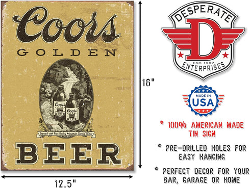 Poster Discount COORS Golden Vintage Tin Sign, 12x16...