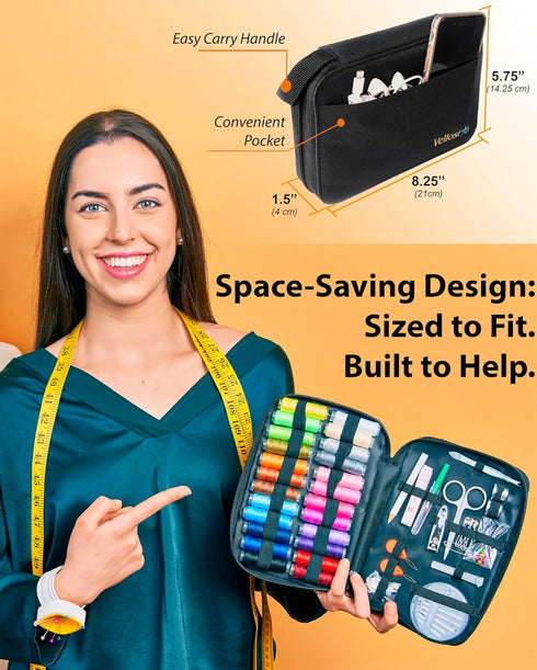 Vellostar Sewing Kit for Adults - A Portable Hand Needle and Thread Kit with Essential Sewing Supplies and Accessories for Small Clothing Repairs,...