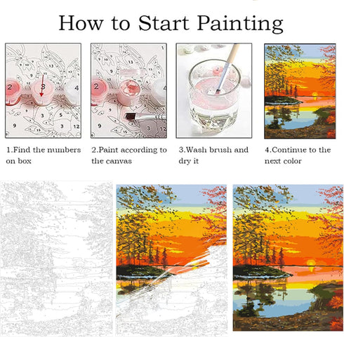 ZRIZQ Paint by Number for Adults Beginners,Sunset Tree Paint by Numbers Kits on Canvas,DIY Oil Painting Acrylic Paints for Home Wall Art Decor(12x...