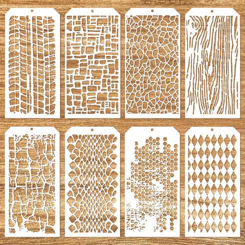 8 Pieces Paint Stencils for Crafts, Reusable Brick Honeycomb Mixed Media Art Texture Stencils for Painting on Card Making Canvas DIY Craft Furnitu...
