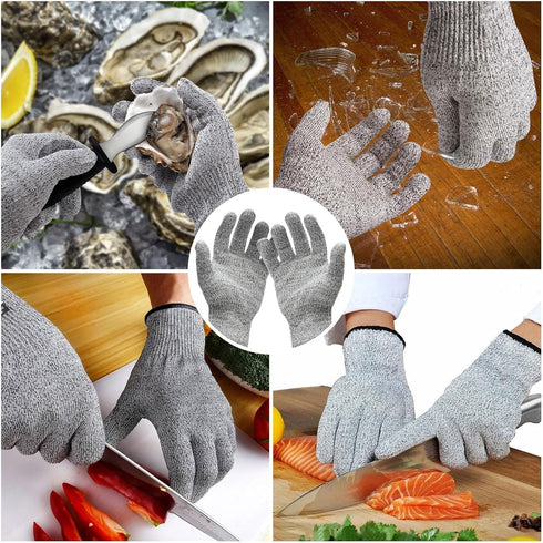 6.8’’ and 7.9’’ Stainless Steel Oyster Shucking Knives and 4Pieces of Level 5 Cut-Resistant Gloves (L), Oyster Knife Suitable For All Kinds of She...